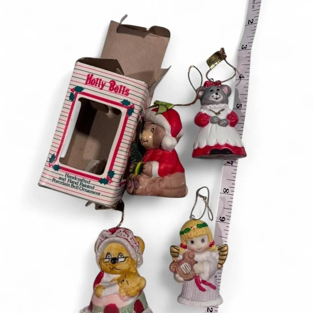 VINTAGE 70s/80s Kitschy Porcelain Bell Ornament Bundle